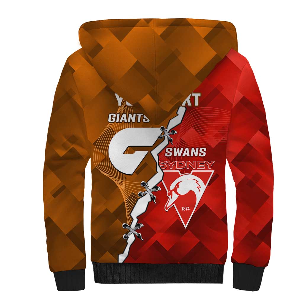 Personalised Giants And Swans Football Sherpa Hoodie Dynamic Style