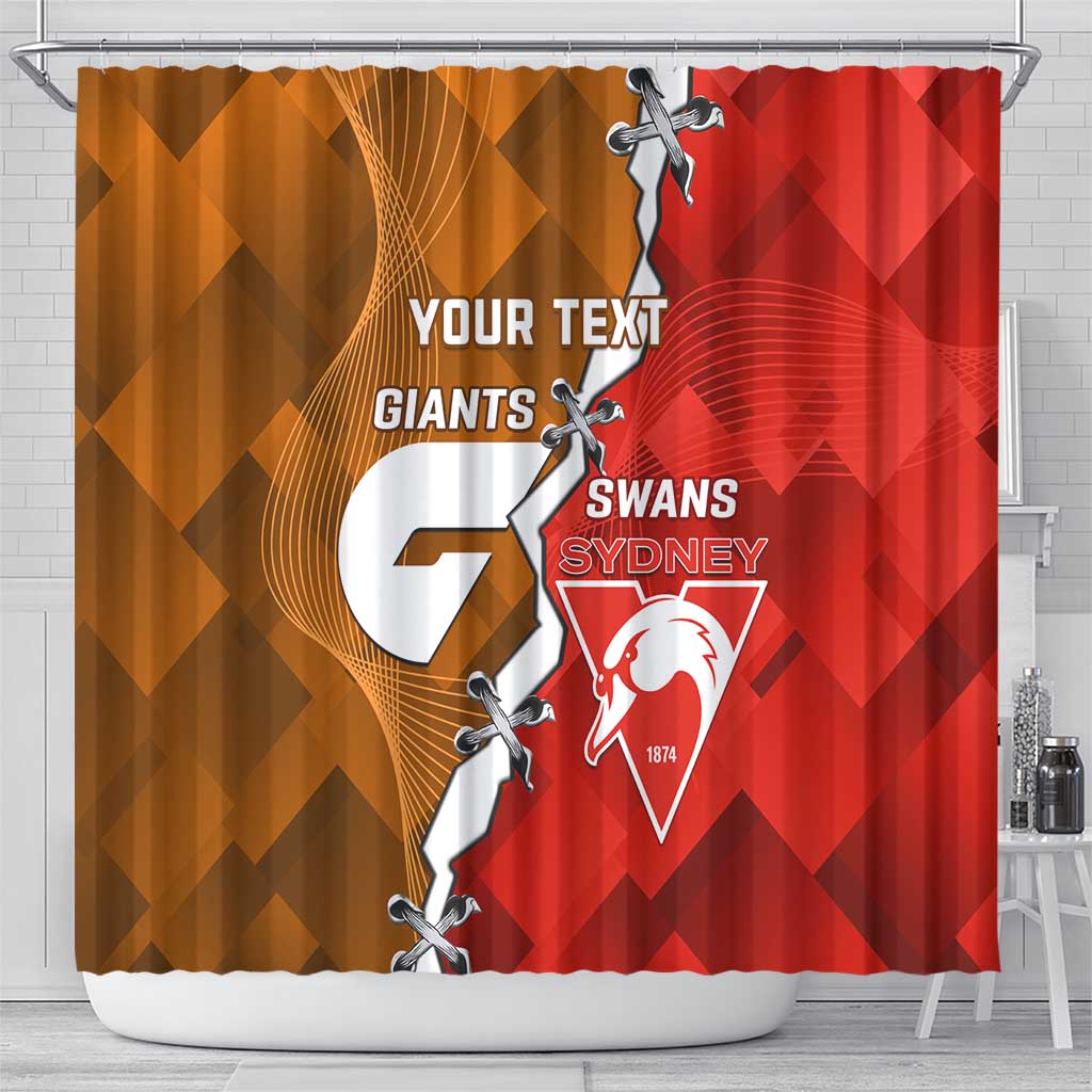 Personalised Giants And Swans Football Shower Curtain Dynamic Style