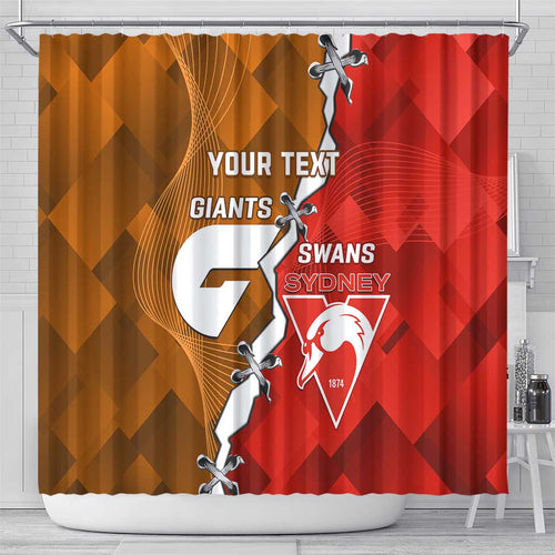 Personalised Giants And Swans Football Shower Curtain Dynamic Style