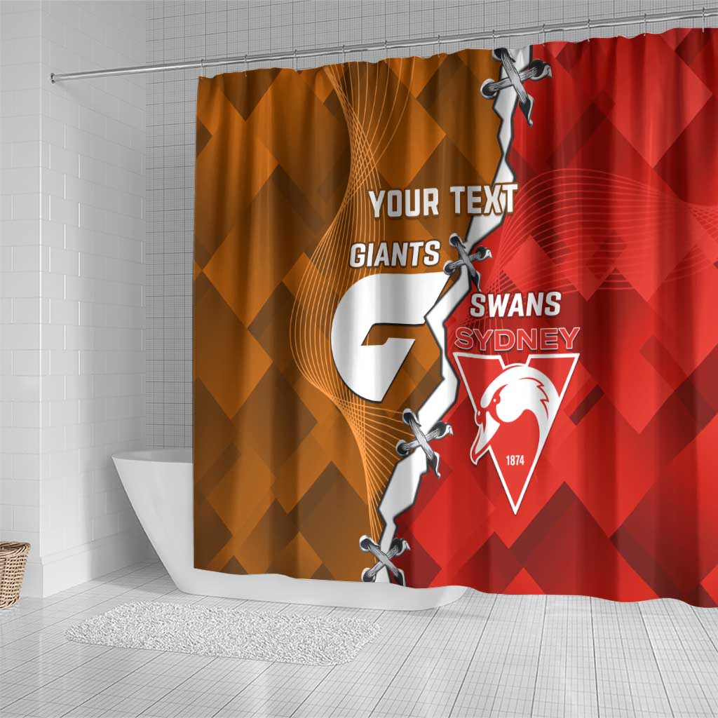 Personalised Giants And Swans Football Shower Curtain Dynamic Style