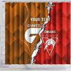 Personalised Giants And Swans Football Shower Curtain Dynamic Style