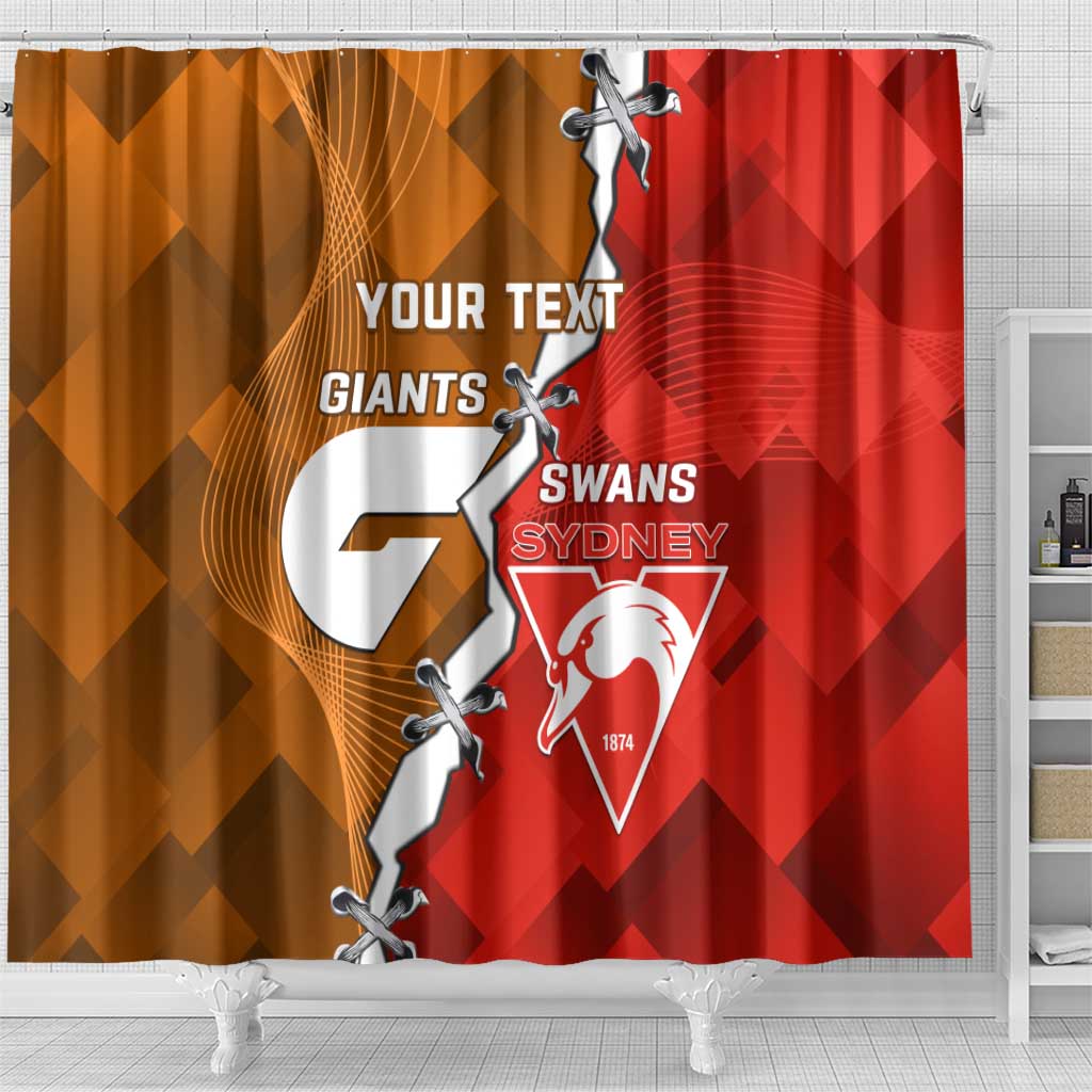 Personalised Giants And Swans Football Shower Curtain Dynamic Style