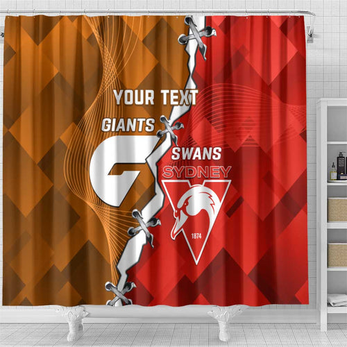 Personalised Giants And Swans Football Shower Curtain Dynamic Style