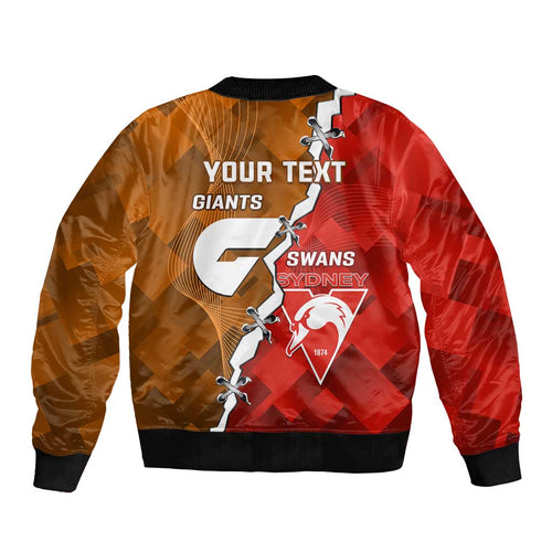 Personalised Giants And Swans Football Sleeve Zip Bomber Jacket Dynamic Style