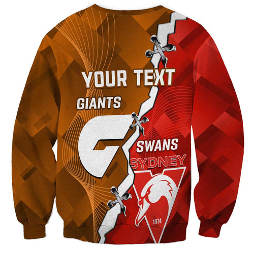 Personalised Giants And Swans Football Sweatshirt Dynamic Style