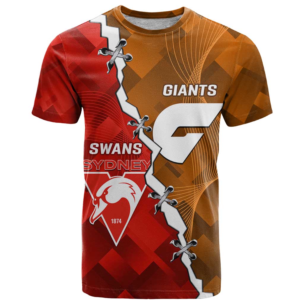 Personalised Giants And Swans Football T Shirt Dynamic Style