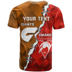 Personalised Giants And Swans Football T Shirt Dynamic Style