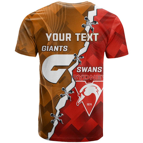Personalised Giants And Swans Football T Shirt Dynamic Style