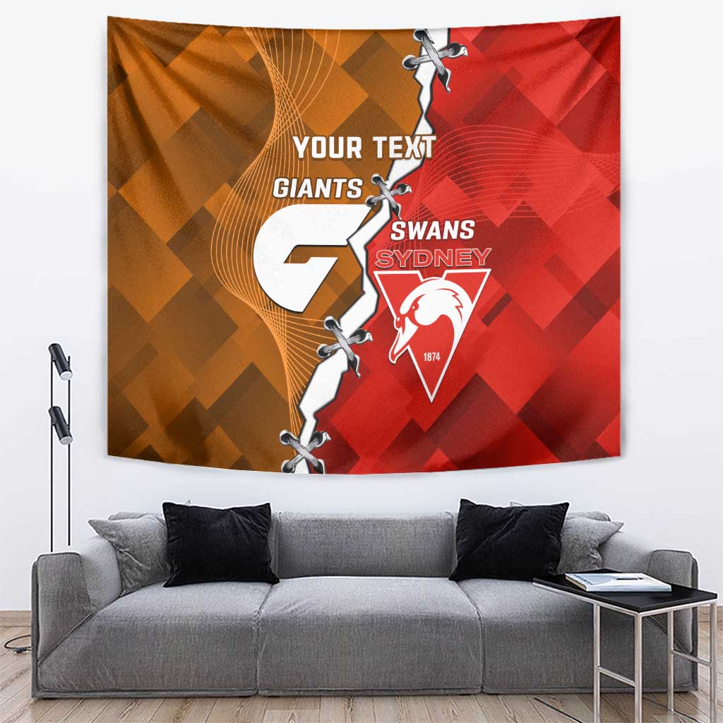 Personalised Giants And Swans Football Tapestry Dynamic Style