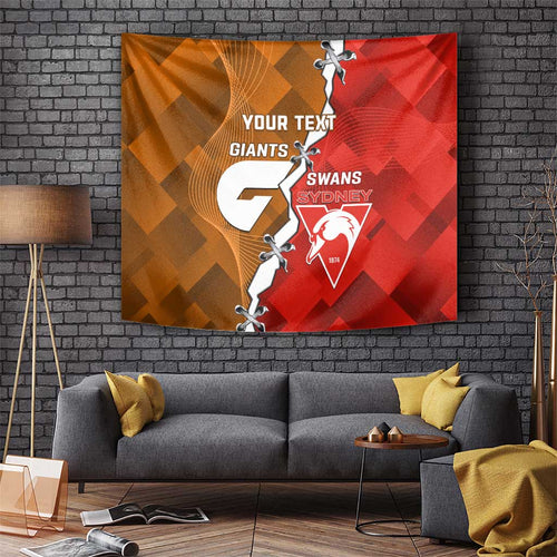 Personalised Giants And Swans Football Tapestry Dynamic Style