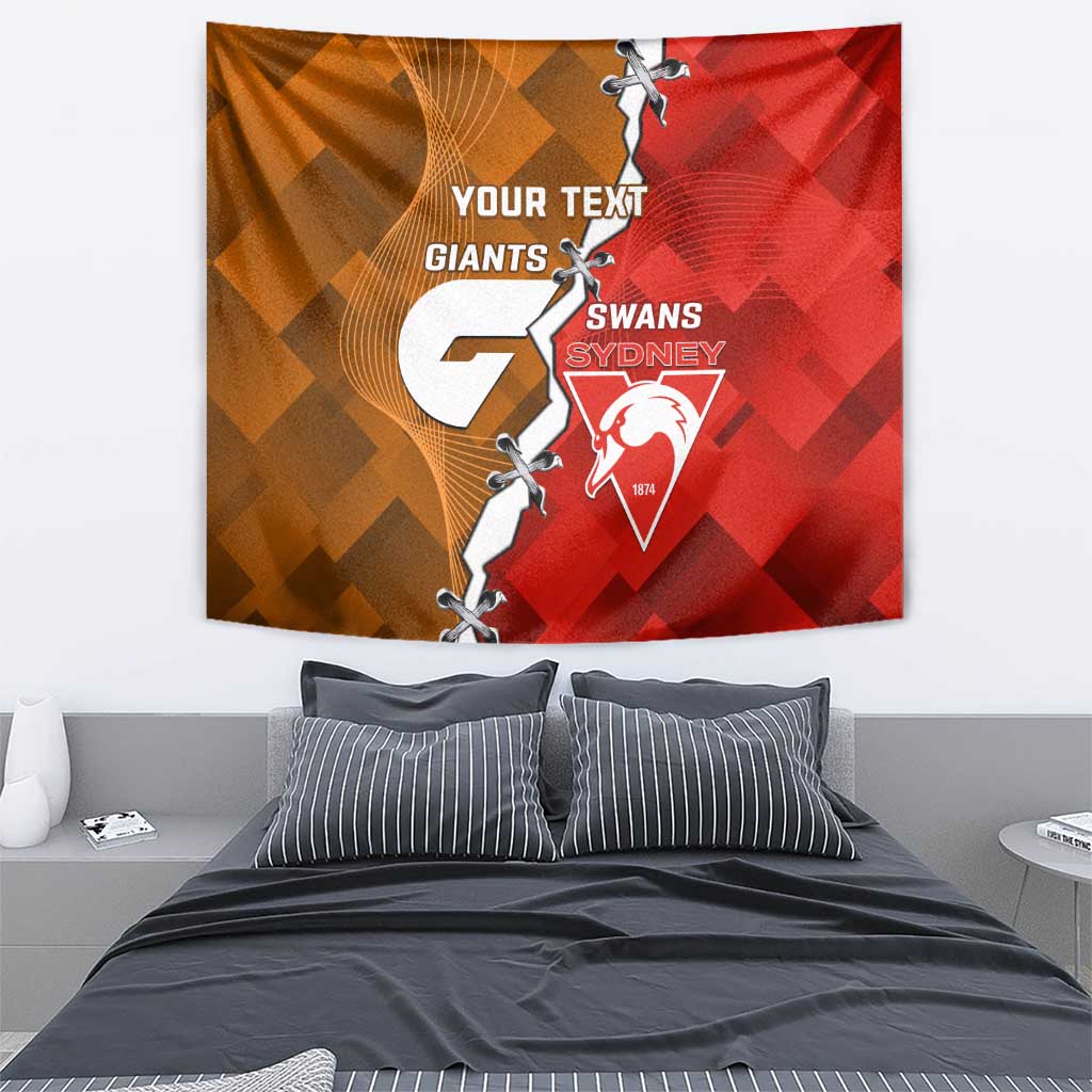 Personalised Giants And Swans Football Tapestry Dynamic Style