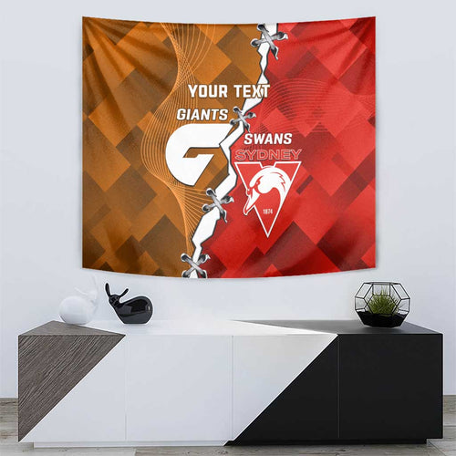 Personalised Giants And Swans Football Tapestry Dynamic Style
