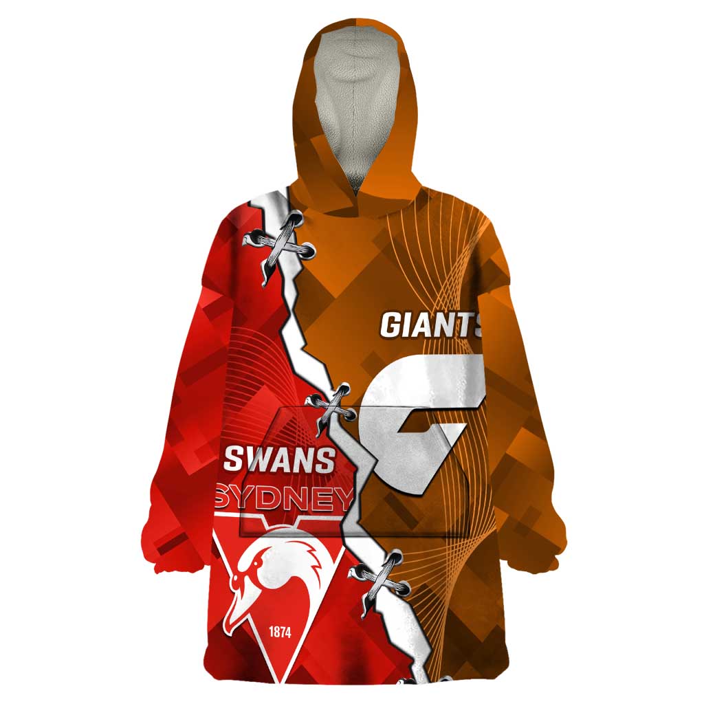 Personalised Giants And Swans Football Wearable Blanket Hoodie Dynamic Style