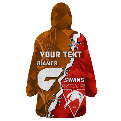 Personalised Giants And Swans Football Wearable Blanket Hoodie Dynamic Style