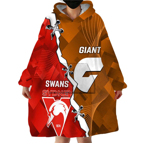 Personalised Giants And Swans Football Wearable Blanket Hoodie Dynamic Style