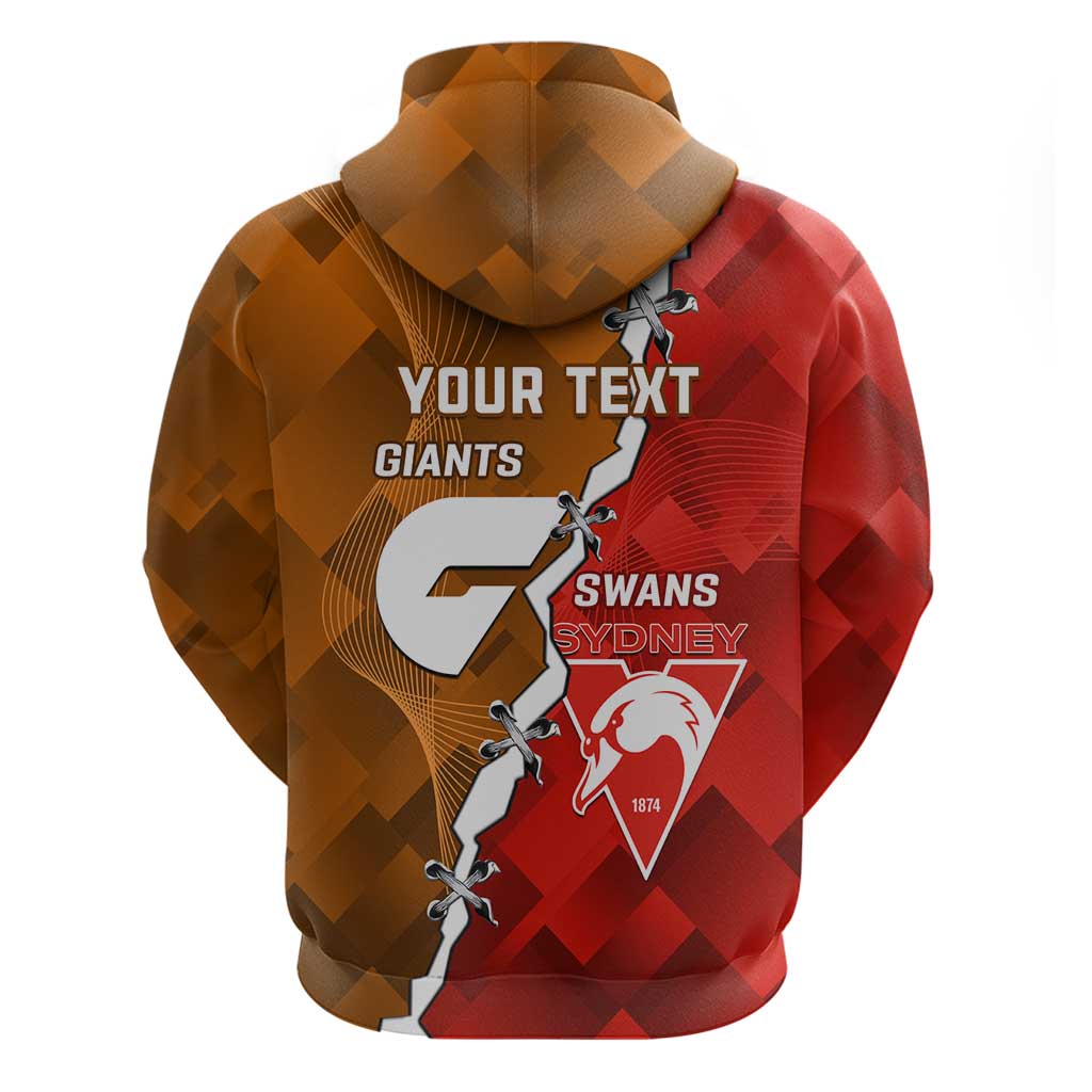 Personalised Giants And Swans Football Zip Hoodie Dynamic Style