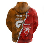 Personalised Giants And Swans Football Zip Hoodie Dynamic Style