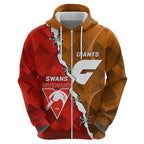 Personalised Giants And Swans Football Zip Hoodie Dynamic Style