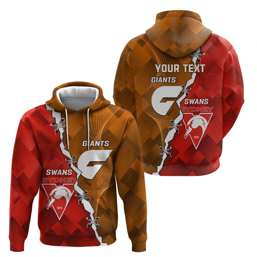 Personalised Giants And Swans Football Zip Hoodie Dynamic Style