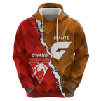 Personalised Giants And Swans Football Zip Hoodie Dynamic Style