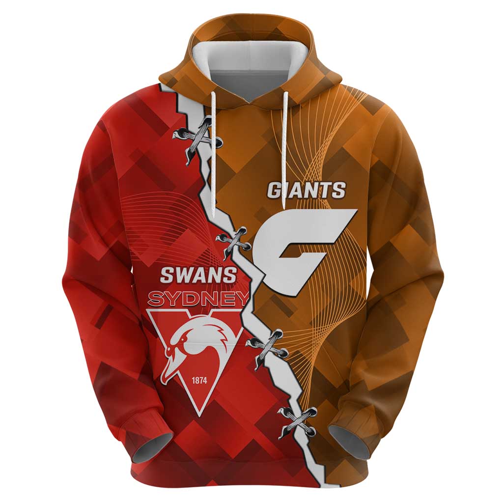 Personalised Giants And Swans Football Zip Hoodie Dynamic Style