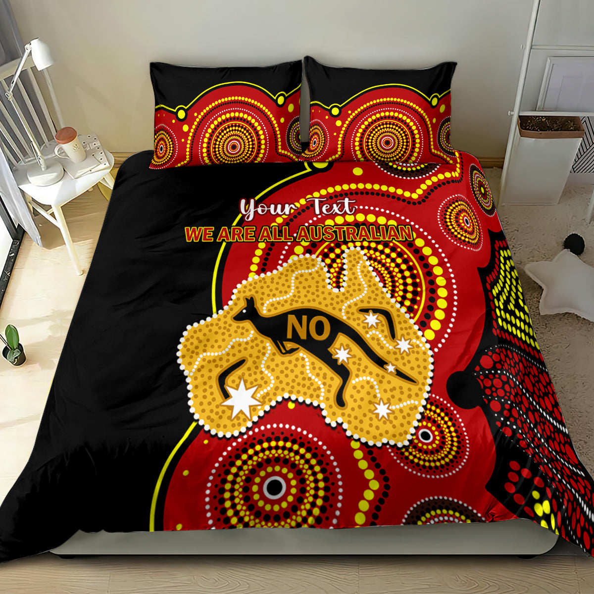 personalised-australia-indigenous-bedding-set-we-are-all-australian-vote-no-to-the-voice