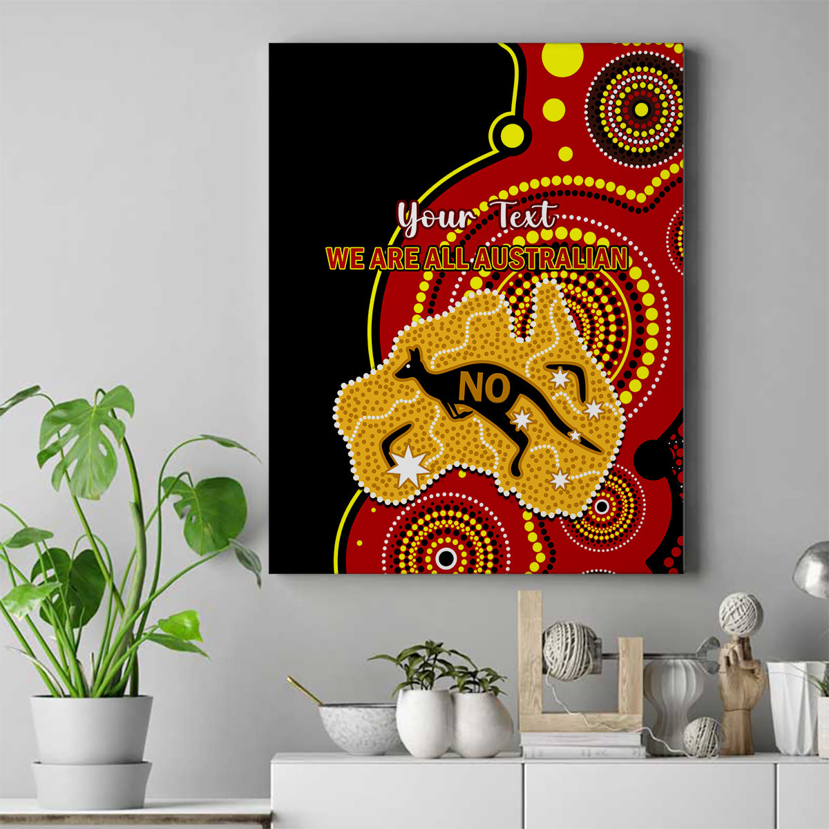 personalised-australia-indigenous-canvas-wall-art-we-are-all-australian-vote-no-to-the-voice