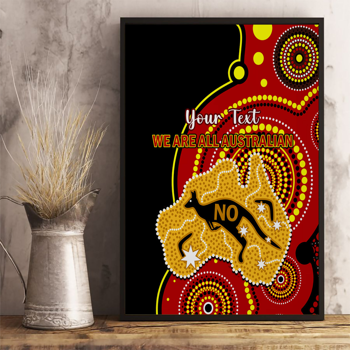 personalised-australia-indigenous-canvas-wall-art-we-are-all-australian-vote-no-to-the-voice