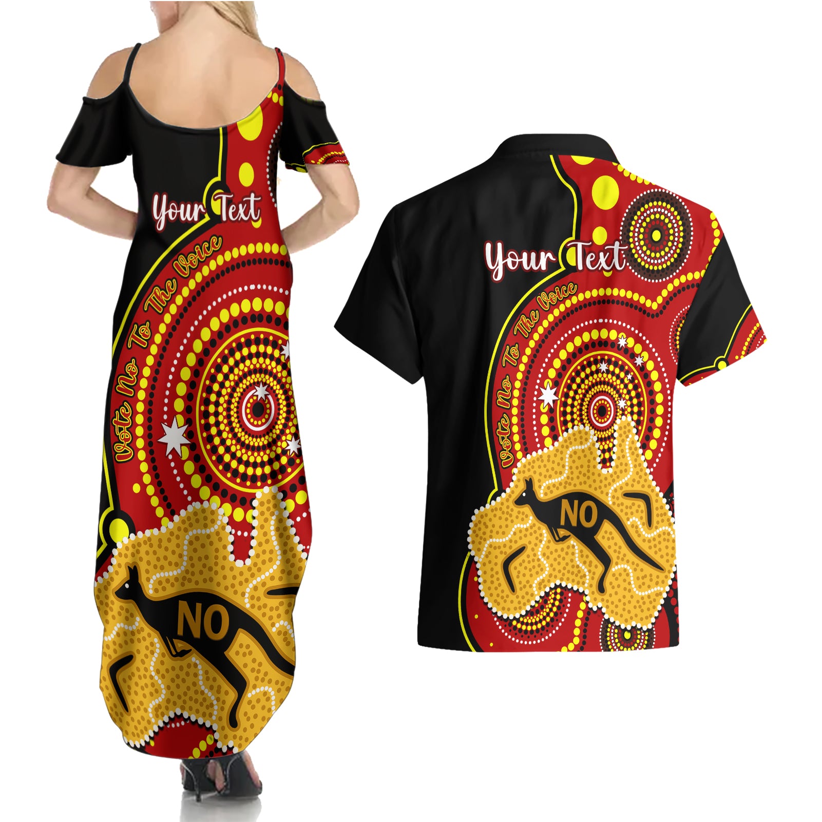 personalised-australia-indigenous-couples-matching-summer-maxi-dress-and-hawaiian-shirt-we-are-all-australian-vote-no-to-the-voice