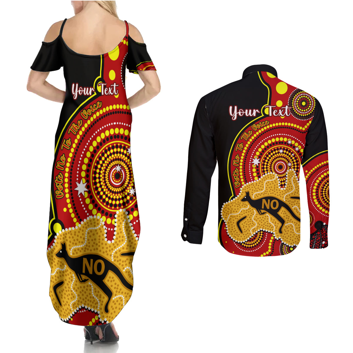 personalised-australia-indigenous-couples-matching-summer-maxi-dress-and-long-sleeve-button-shirts-we-are-all-australian-vote-no-to-the-voice