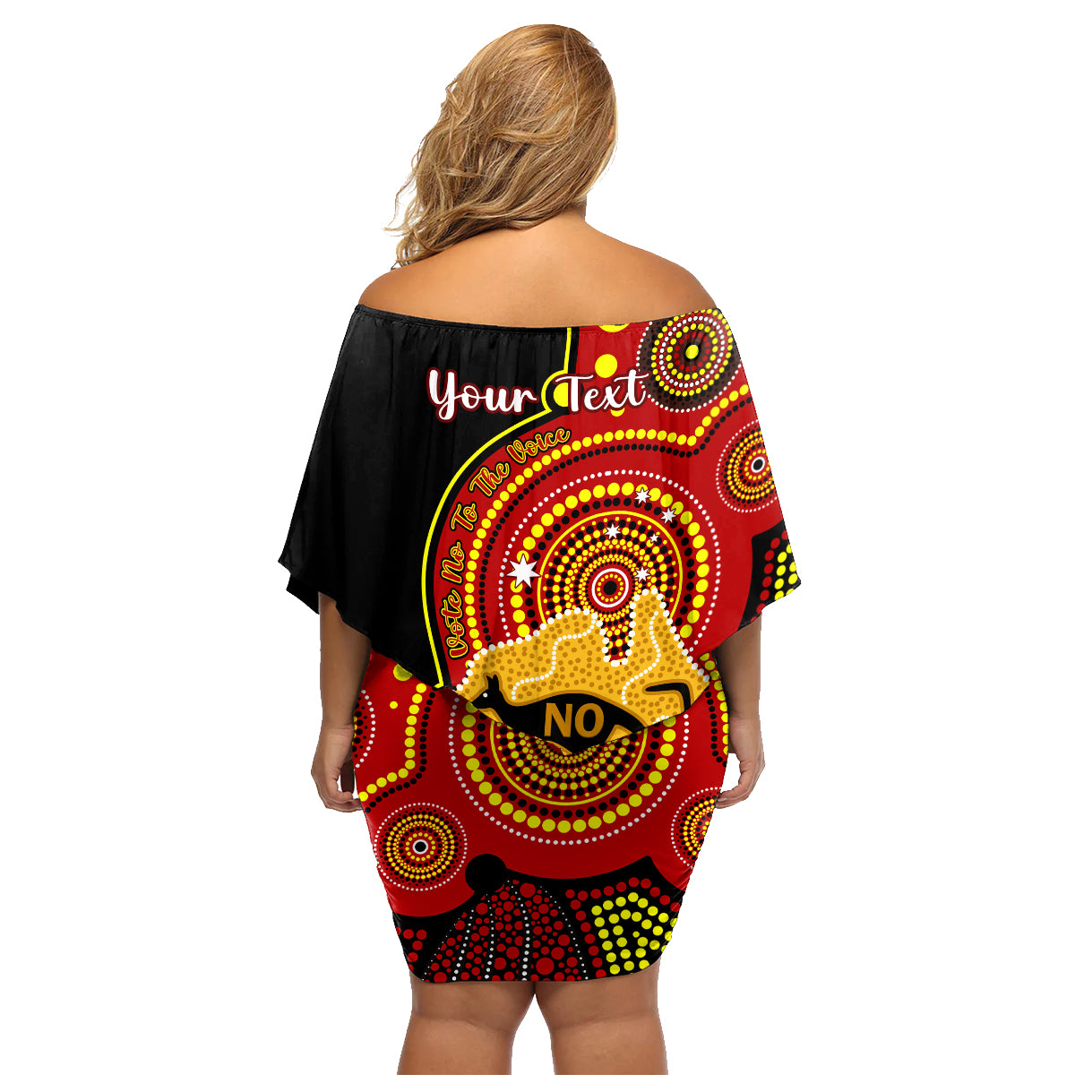 personalised-australia-indigenous-family-matching-off-shoulder-short-dress-and-hawaiian-shirt-we-are-all-australian-vote-no-to-the-voice