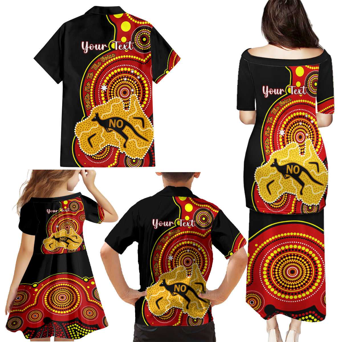 personalised-australia-indigenous-family-matching-puletasi-dress-and-hawaiian-shirt-we-are-all-australian-vote-no-to-the-voice