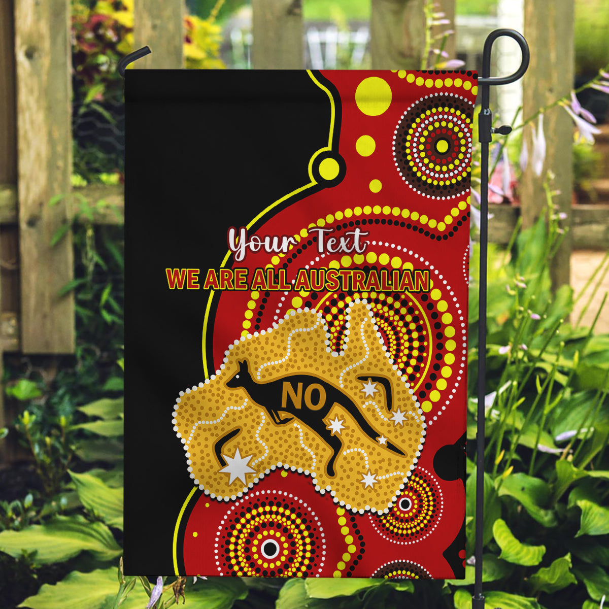 personalised-australia-indigenous-garden-flag-we-are-all-australian-vote-no-to-the-voice