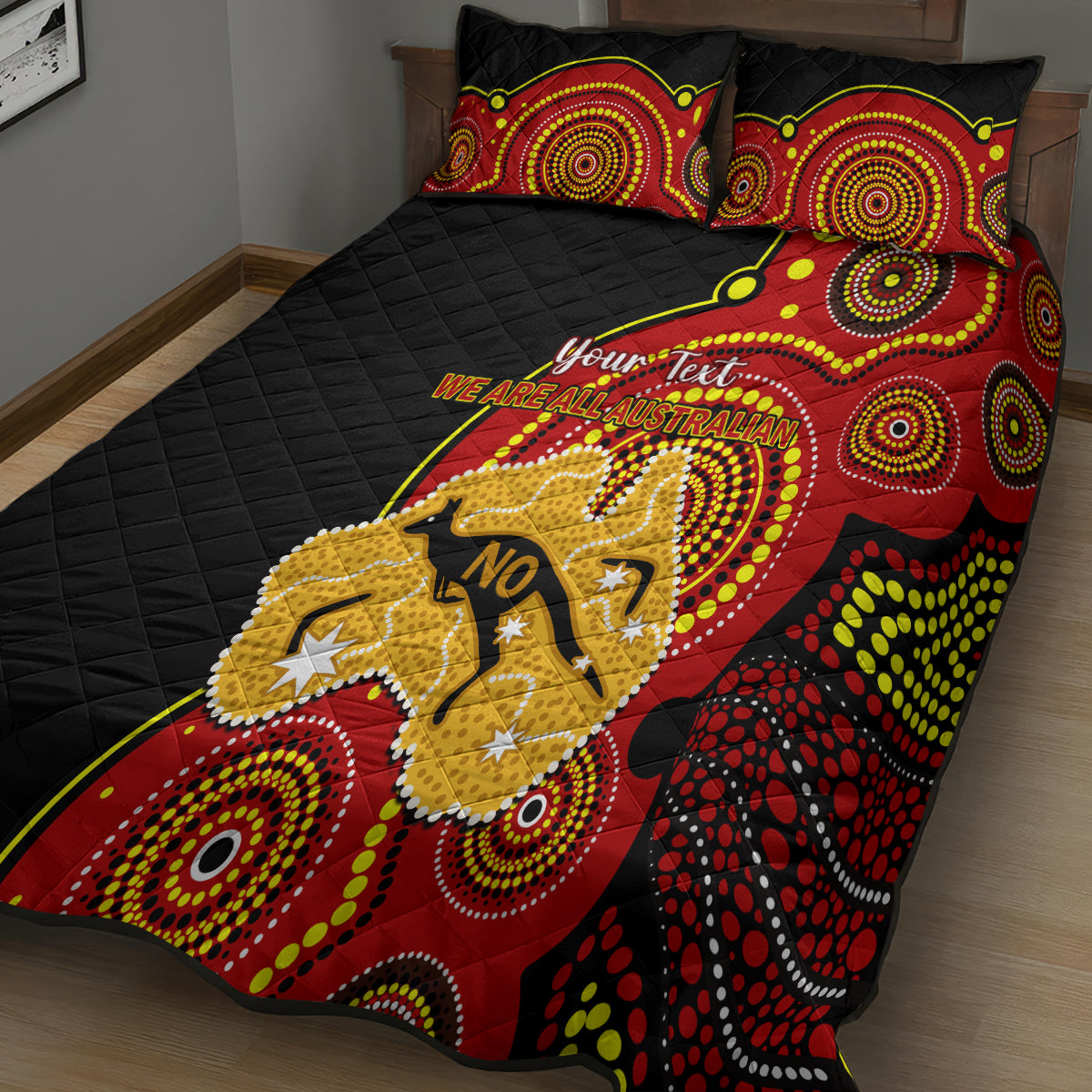 personalised-australia-indigenous-quilt-bed-set-we-are-all-australian-vote-no-to-the-voice