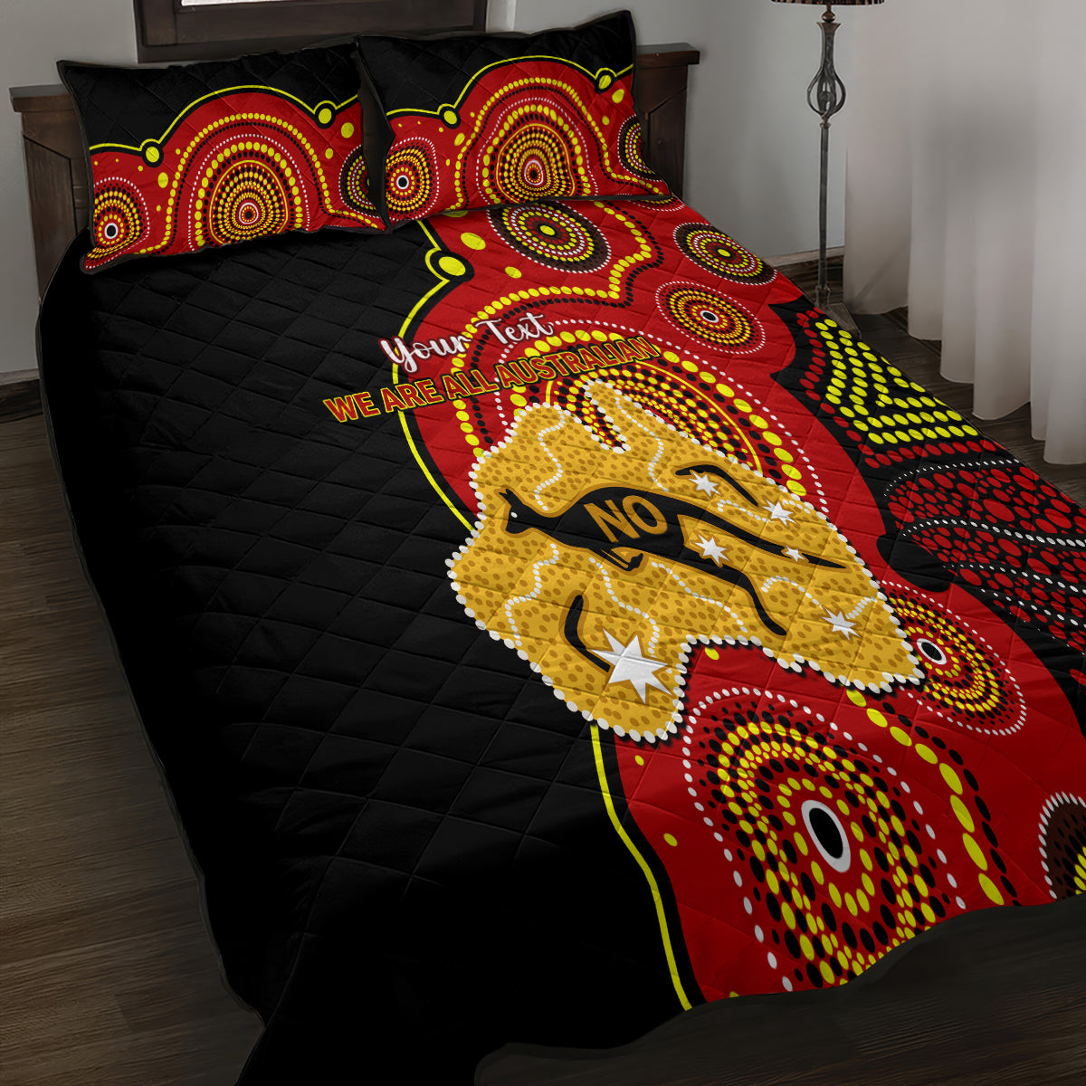 personalised-australia-indigenous-quilt-bed-set-we-are-all-australian-vote-no-to-the-voice