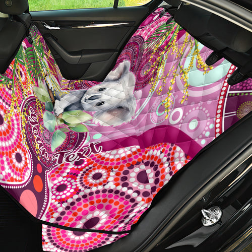 personalised-australia-back-car-seat-cover-cute-koala-with-golden-wattle-indigenous-art