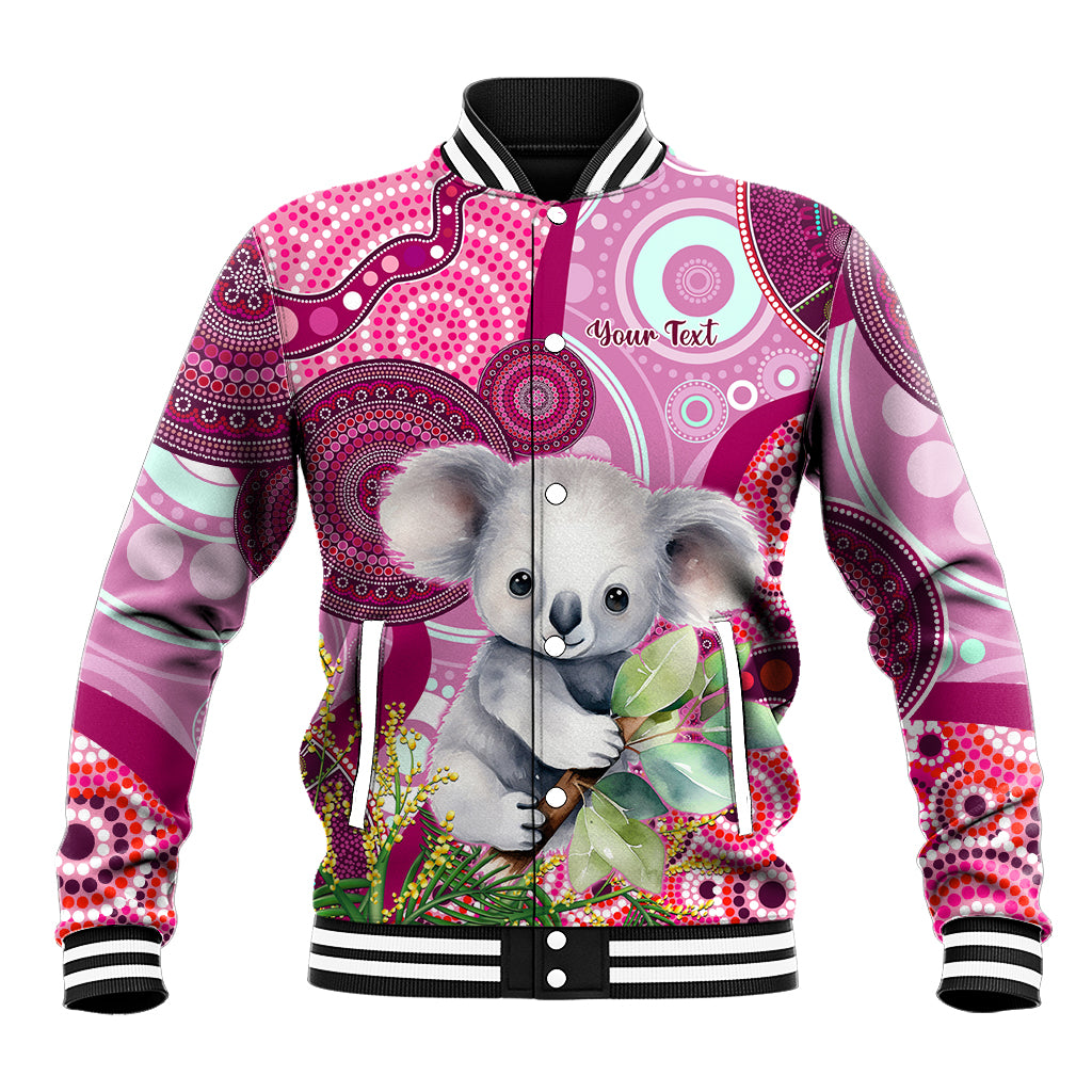personalised-australia-baseball-jacket-cute-koala-with-golden-wattle-indigenous-art