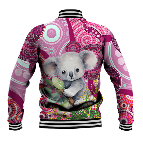 personalised-australia-baseball-jacket-cute-koala-with-golden-wattle-indigenous-art