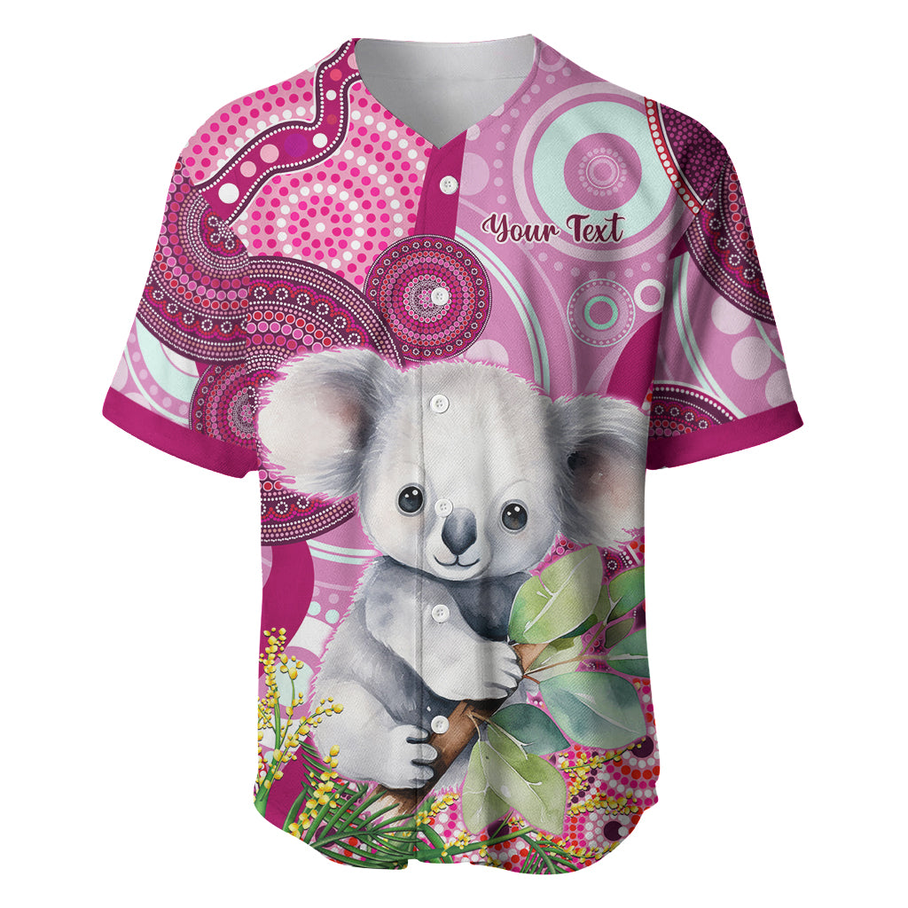 personalised-australia-baseball-jersey-cute-koala-with-golden-wattle-indigenous-art