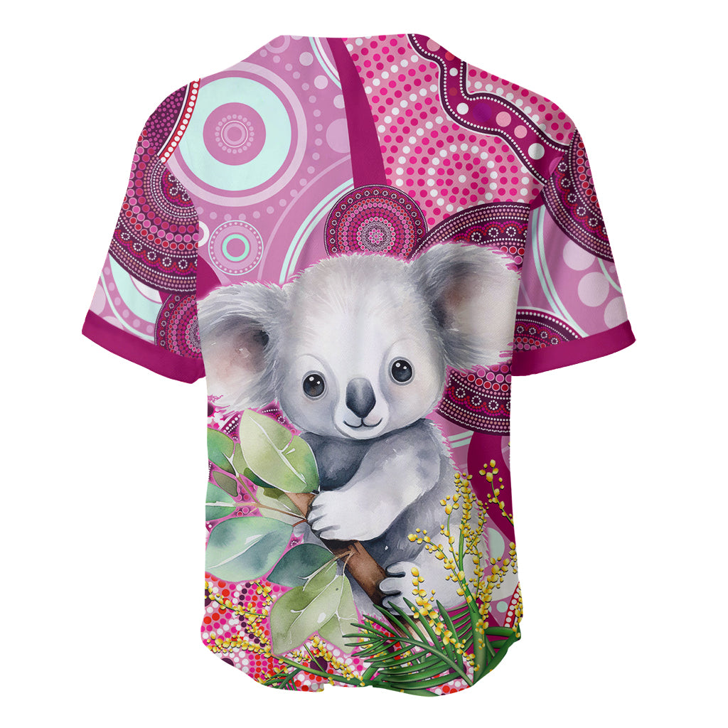 personalised-australia-baseball-jersey-cute-koala-with-golden-wattle-indigenous-art
