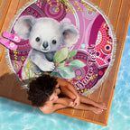personalised-australia-beach-blanket-cute-koala-with-golden-wattle-indigenous-art