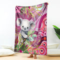 personalised-australia-blanket-cute-koala-with-golden-wattle-indigenous-art