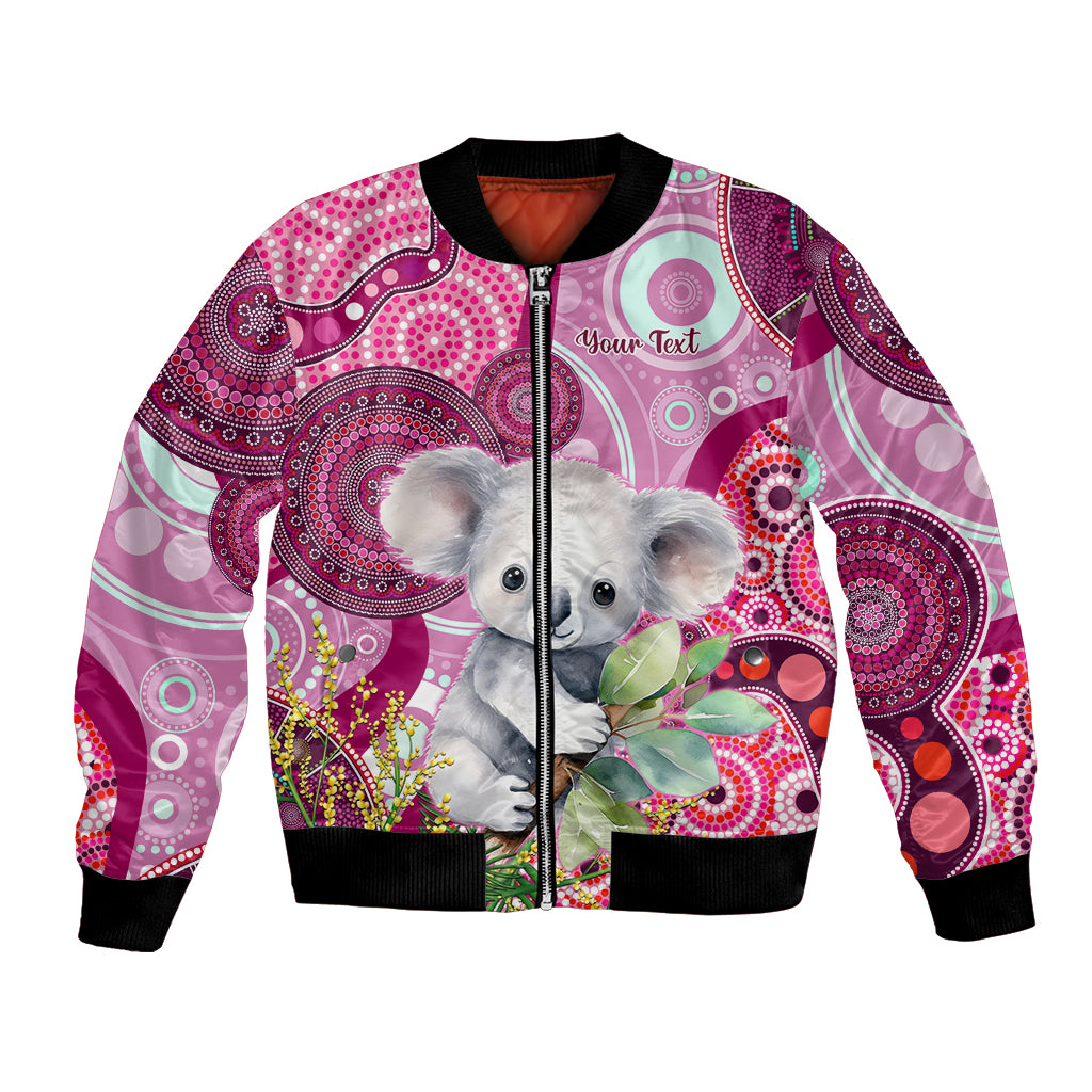 personalised-australia-bomber-jacket-cute-koala-with-golden-wattle-indigenous-art