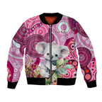 personalised-australia-bomber-jacket-cute-koala-with-golden-wattle-indigenous-art