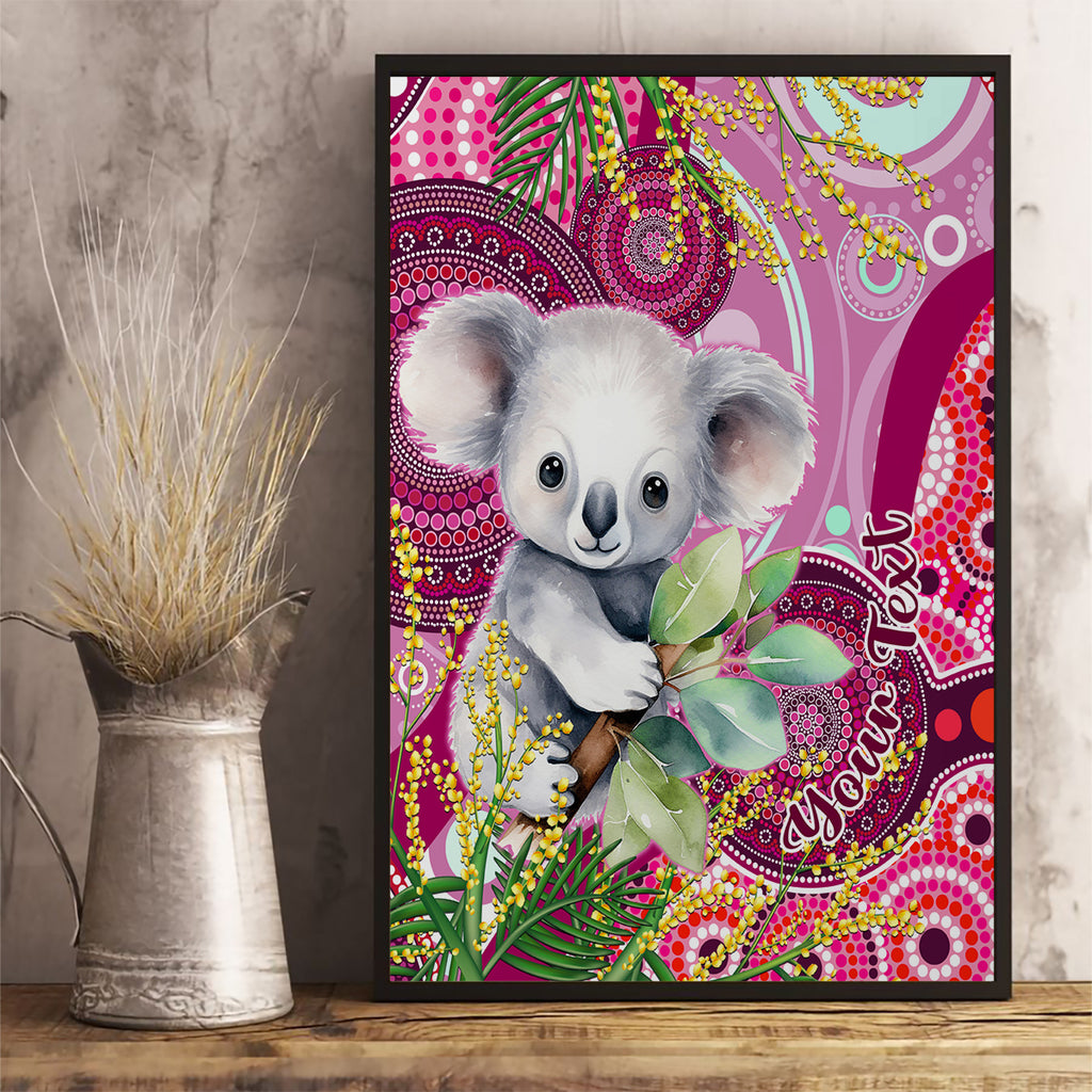 personalised-australia-canvas-wall-art-cute-koala-with-golden-wattle-indigenous-art