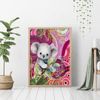 personalised-australia-canvas-wall-art-cute-koala-with-golden-wattle-indigenous-art