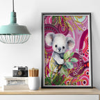 personalised-australia-canvas-wall-art-cute-koala-with-golden-wattle-indigenous-art