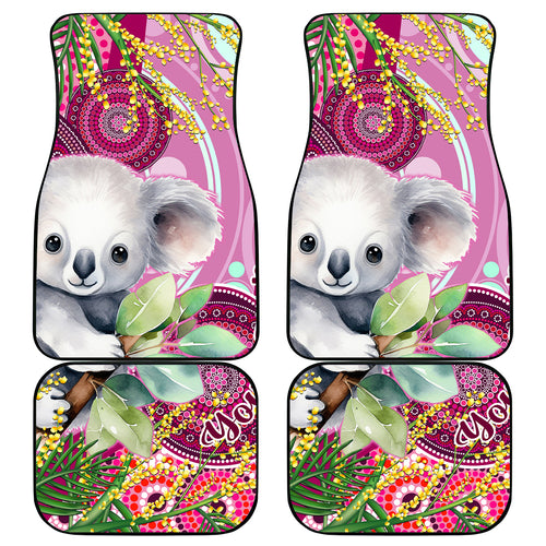 personalised-australia-car-mats-cute-koala-with-golden-wattle-indigenous-art