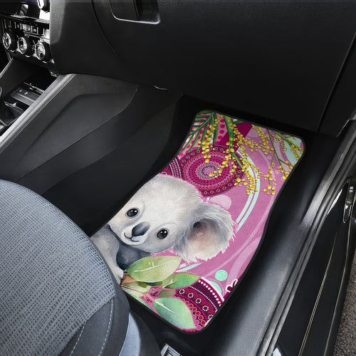 personalised-australia-car-mats-cute-koala-with-golden-wattle-indigenous-art