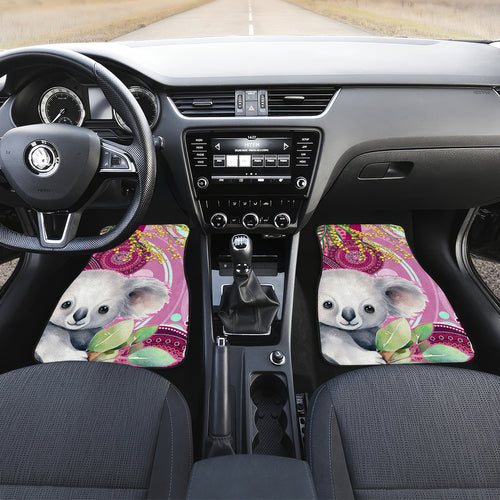 personalised-australia-car-mats-cute-koala-with-golden-wattle-indigenous-art